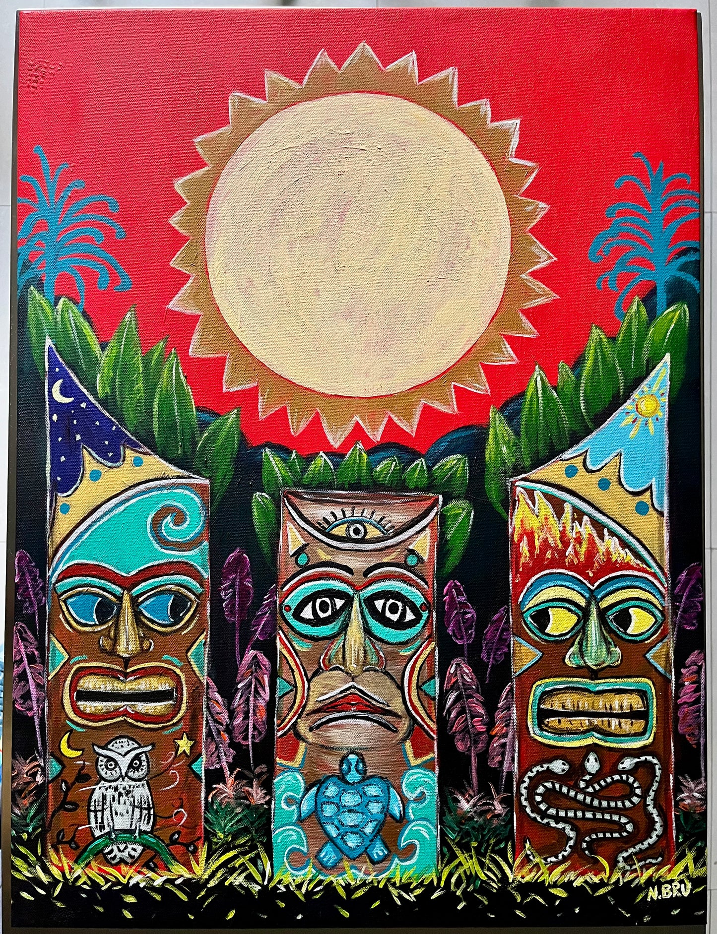 Totem Pole Original Painting 18x24”