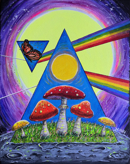 Cosmic Mushrooms Original Painting 11x14”