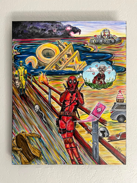 Deadpool Wolverine Scream Original Painting - 18x24"