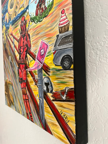 Deadpool Wolverine Scream Original Painting - 18x24"