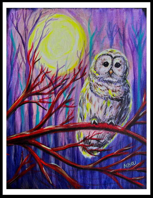 Moonlight Owl Print